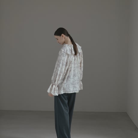 ladies Flare blouse / toile de jouy - ivory
