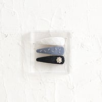 Slim pin 3pc set / Black & Washed denim & White cross