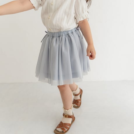 Tulle ribbon skirt / pail blue