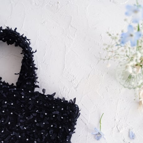 Pompom tote bag / black dot