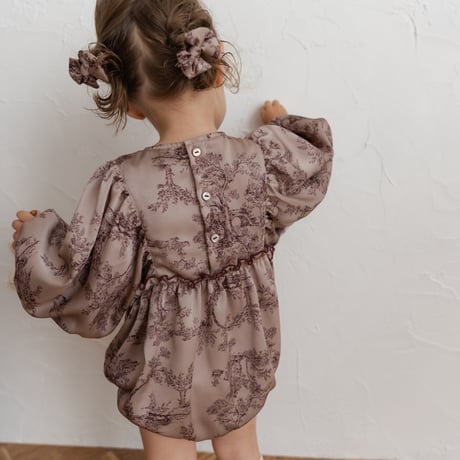 Ange rompers / toile de jouy - pink brown
