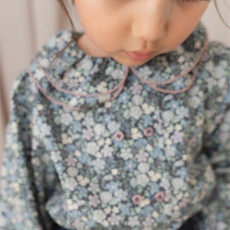 Double button blouse / winter navy flower