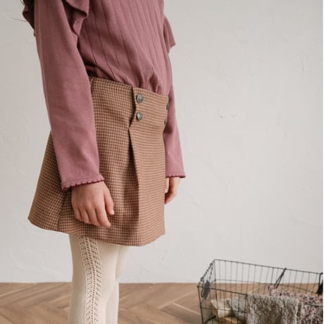 Frill knit tops / cherry