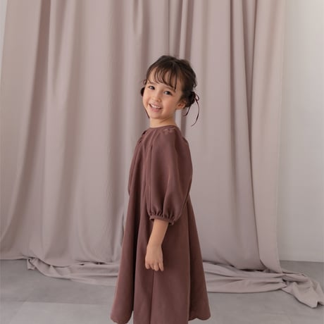 kids Puff sleeve dress / chocolate