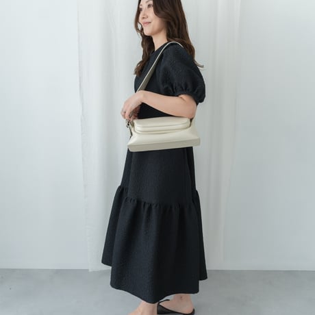 ladies Back ribbon dress / black
