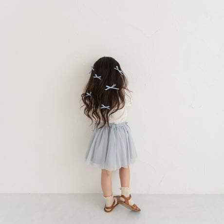 Tulle ribbon skirt / pail blue