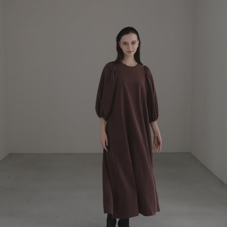 ladies Puff sleeve dress / chocolate