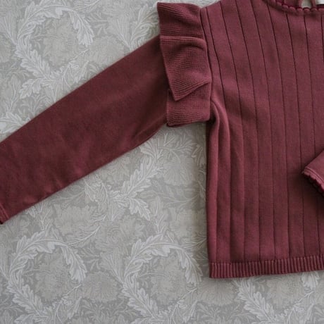Frill knit tops / cherry