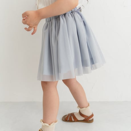 Tulle ribbon skirt / pail blue