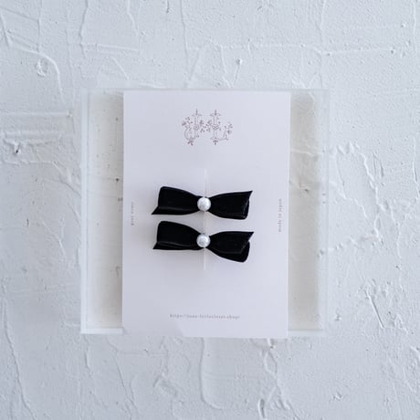 Velvet ribbon pin 2pc set - pearl