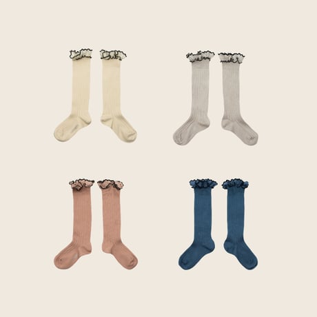 Collegien / Constance - Ribbed Knee-high socks with Rick-Rack Ruffle