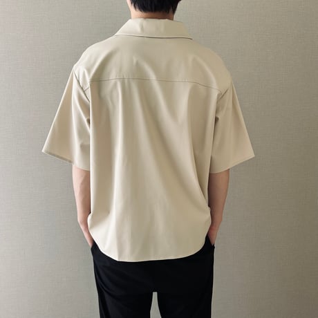 men's Open collar shirt / honey beige