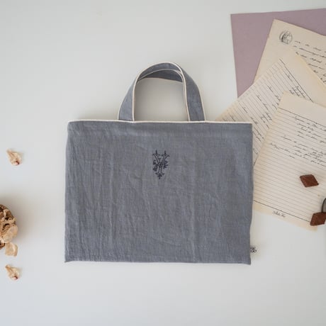 Antique embroidery item / blue grey