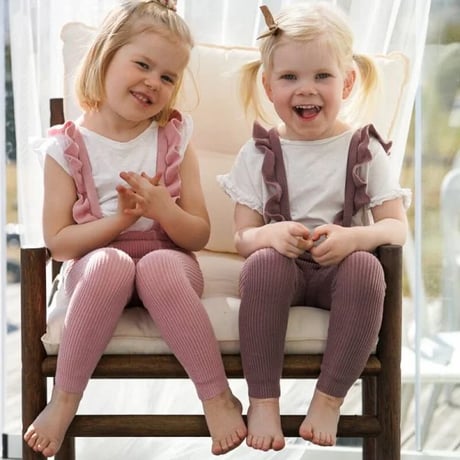 condor / Warm cotton leggings with flounced suspenders