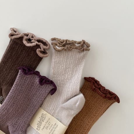 Collegien / Ambre - Lettuce Trim Pointelle Merino Wool Socks