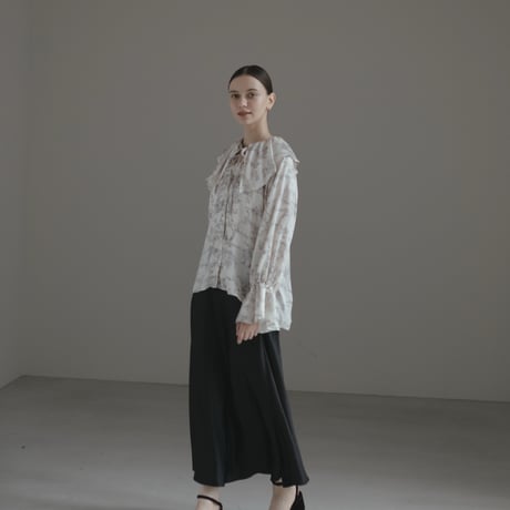 ladies Flare blouse / toile de jouy - ivory