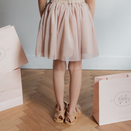 Tulle ribbon skirt / powder pink