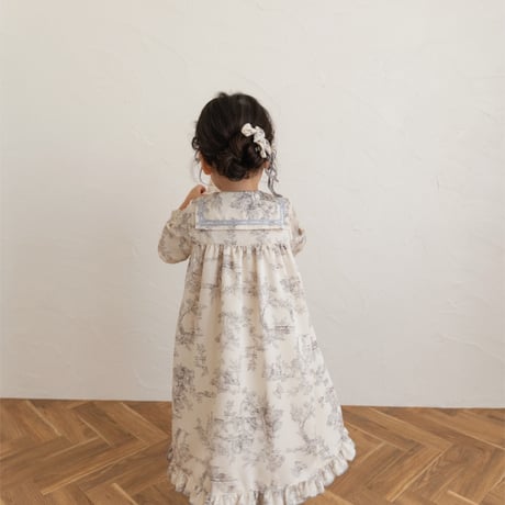 Winter sailor dress / toile de jouy - ivory