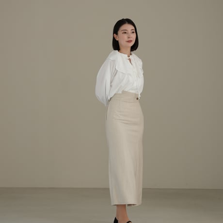 ladies Grace straight skirt / milk tweed