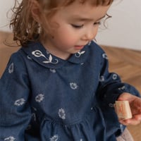 Charlie rompers / blue denim flower