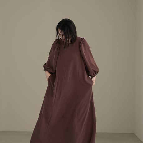 ladies Puff sleeve dress / chocolate