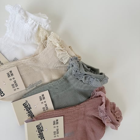 Collegien / Marie-Antoinette - Lightweight Pointelle Socks with Broderie Anglaise