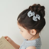 Mini hair ribbon pin 2pc set / Blue veil