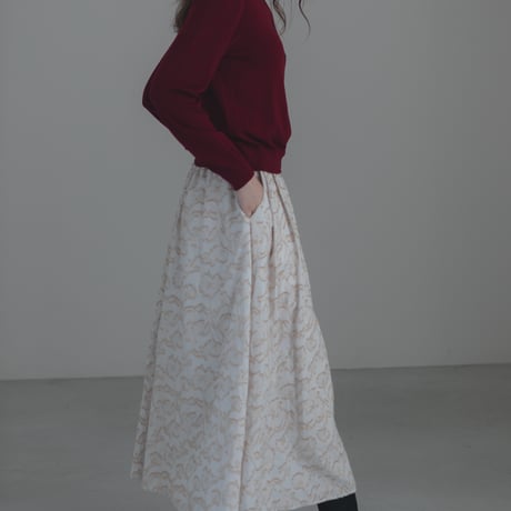 ladies Maison Flare skirt / milk tea jacquard