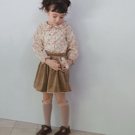 Double button blouse / autumn cream flower