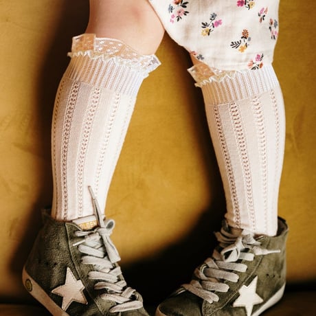 Collegien / Marie Léonie - Lightweight Openwork Knee-high Socks with Swiss-dot Frill