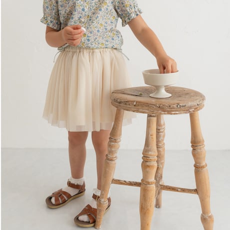 Tulle ribbon skirt / milk