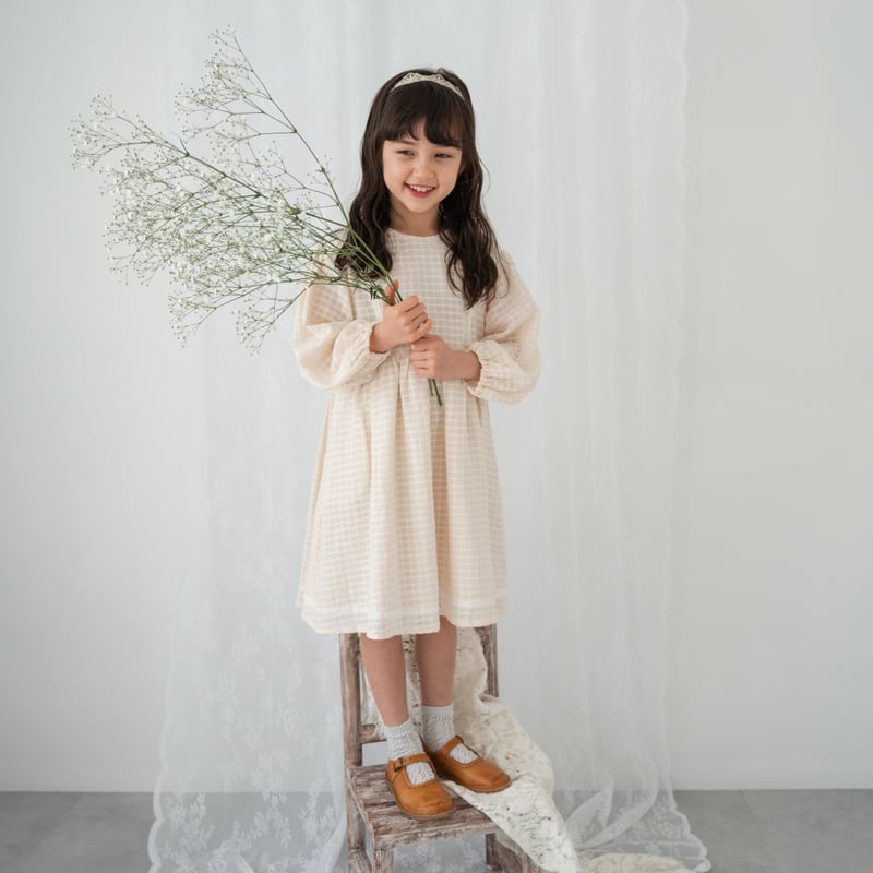 Shadow check dress / ecru | june -little closet-