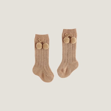 condor / Pompoms rib knee-high socks  3015-2