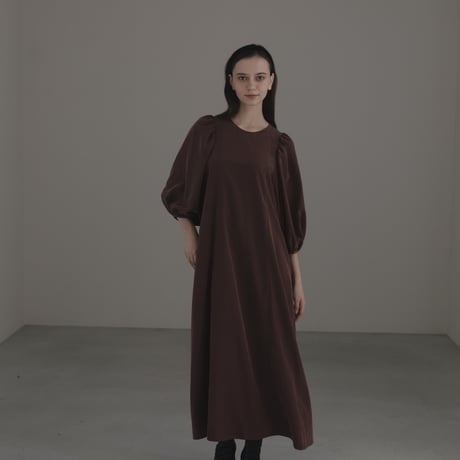ladies Puff sleeve dress / chocolate