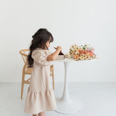 kids Back ribbon dress / baby pink