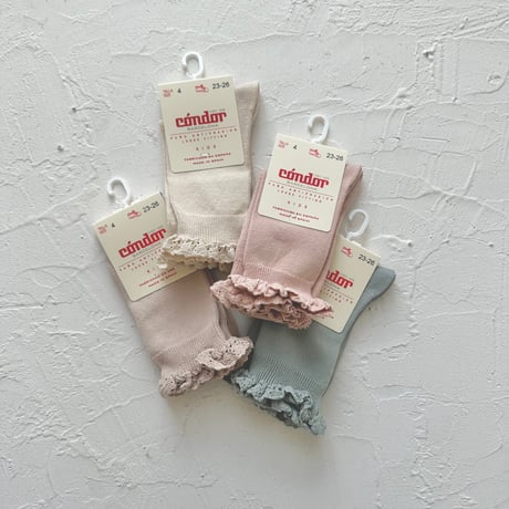condor / Short socks with lace edging cuff 2409-4