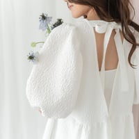 ladies Back ribbon dress / white