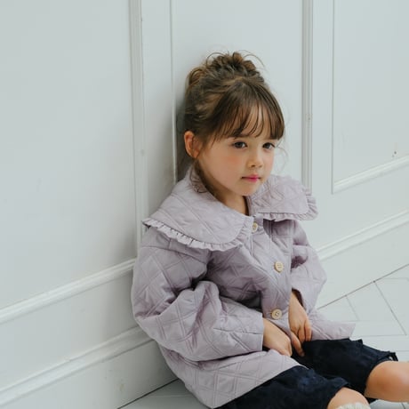 Quilting frill short coat / lilac