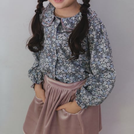 Double button blouse / winter navy flower