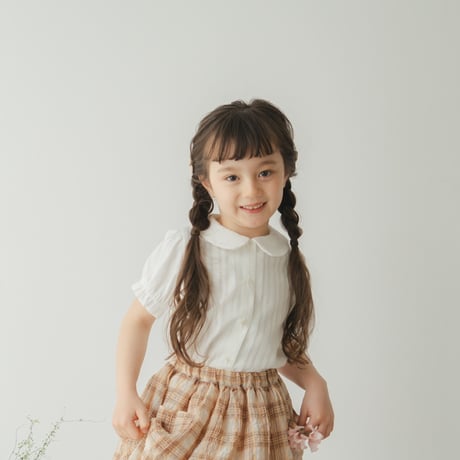 Gather skirt / Coral check
