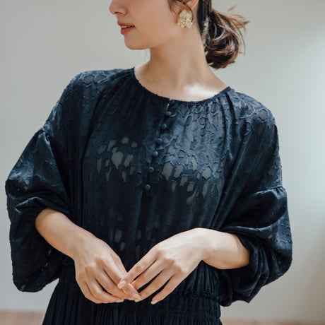 ladies Docking dress / navy flower
