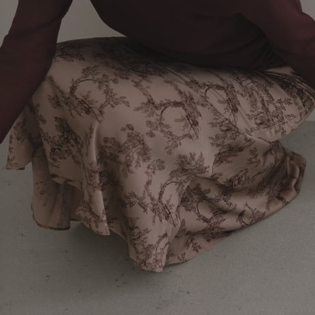 ladies Siren skirt / toile de jouy - pink brown