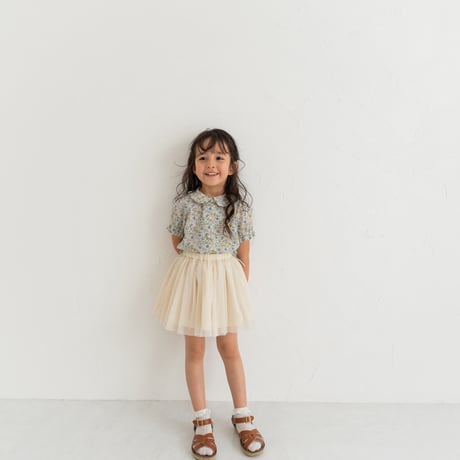 Tulle ribbon skirt / milk