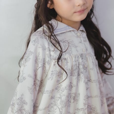 Winter sailor dress / toile de jouy - ivory
