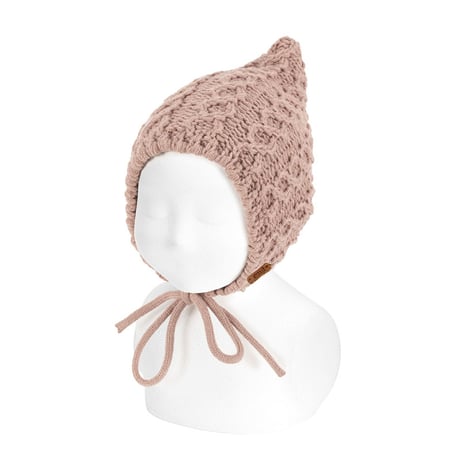 condor / Aran stitch bulky baby bonnet