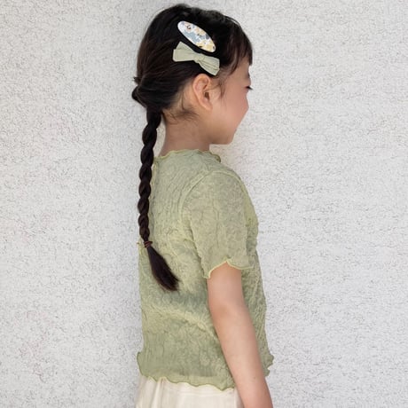 kids Flower mellow pullover & camisole set / pistachio