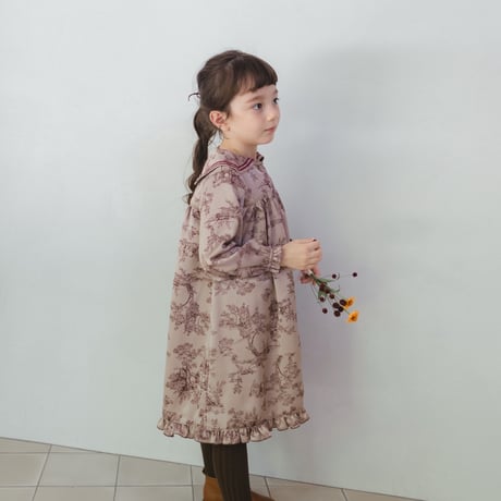 Winter sailor dress / toile de jouy - pink brown
