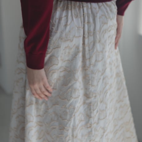 ladies Maison Flare skirt / milk tea jacquard