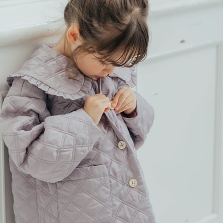 Quilting frill short coat / lilac