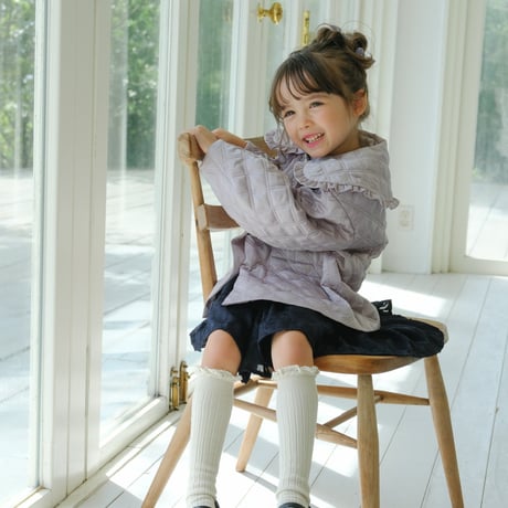 Quilting frill short coat / lilac